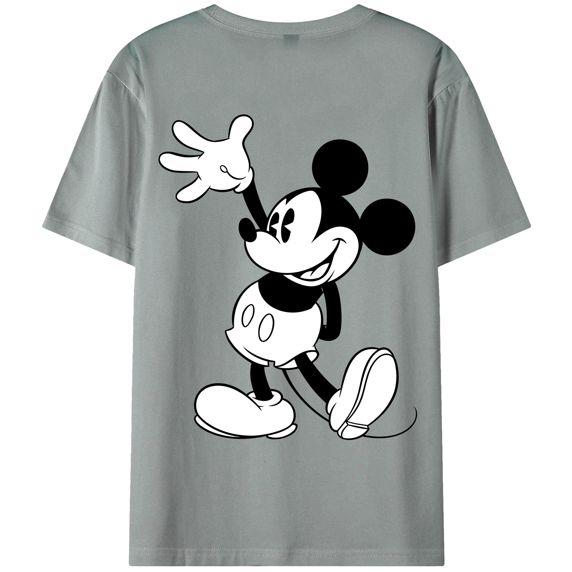 ミッキーマウス Mickey Mouse 綿100％ メンズ半袖Tシャツ（バックプリント） 通気性